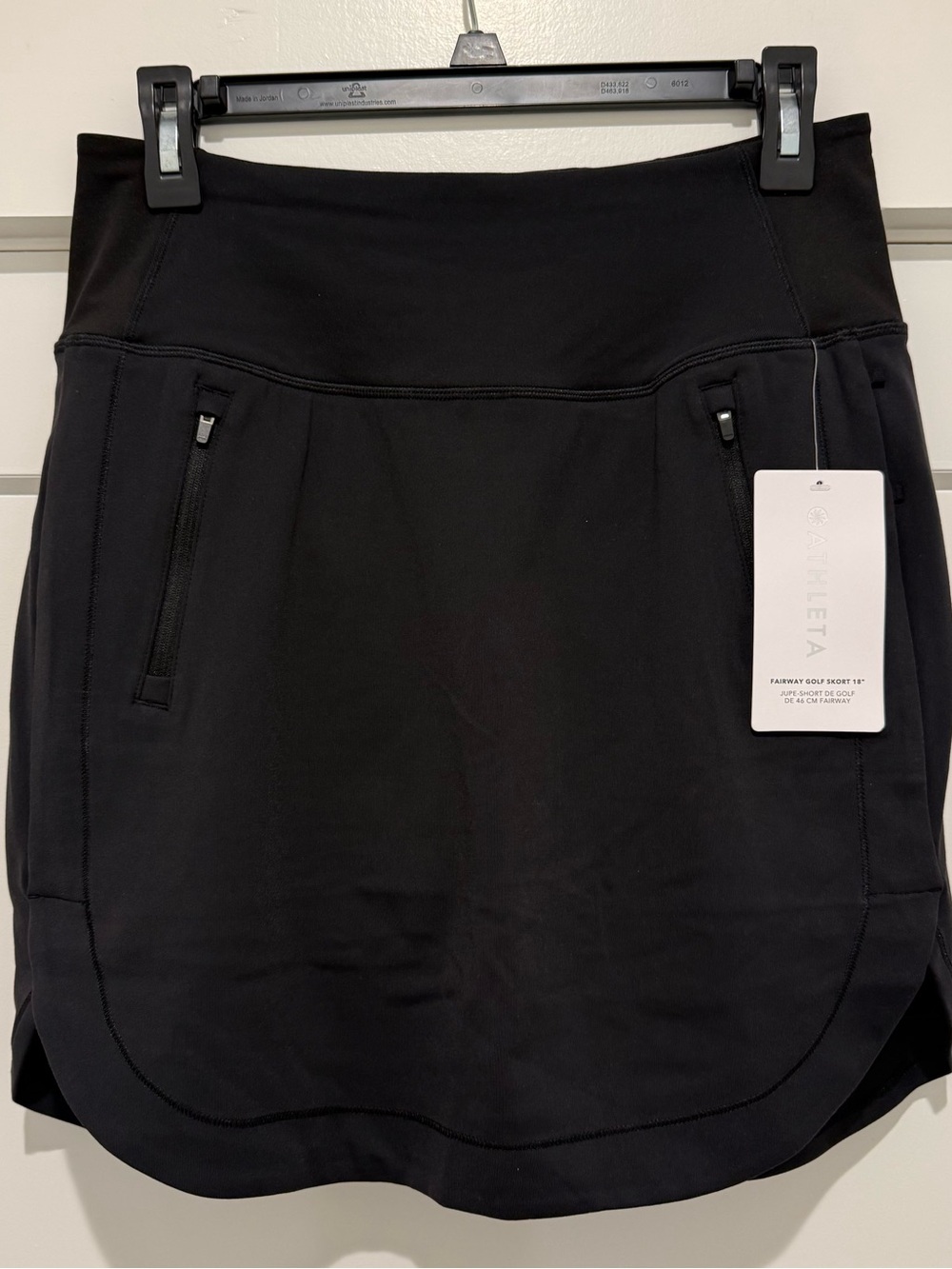 NWT Athleta Fairway Golf Skort Petite S Black Pull-On Stretch Zip Pockets